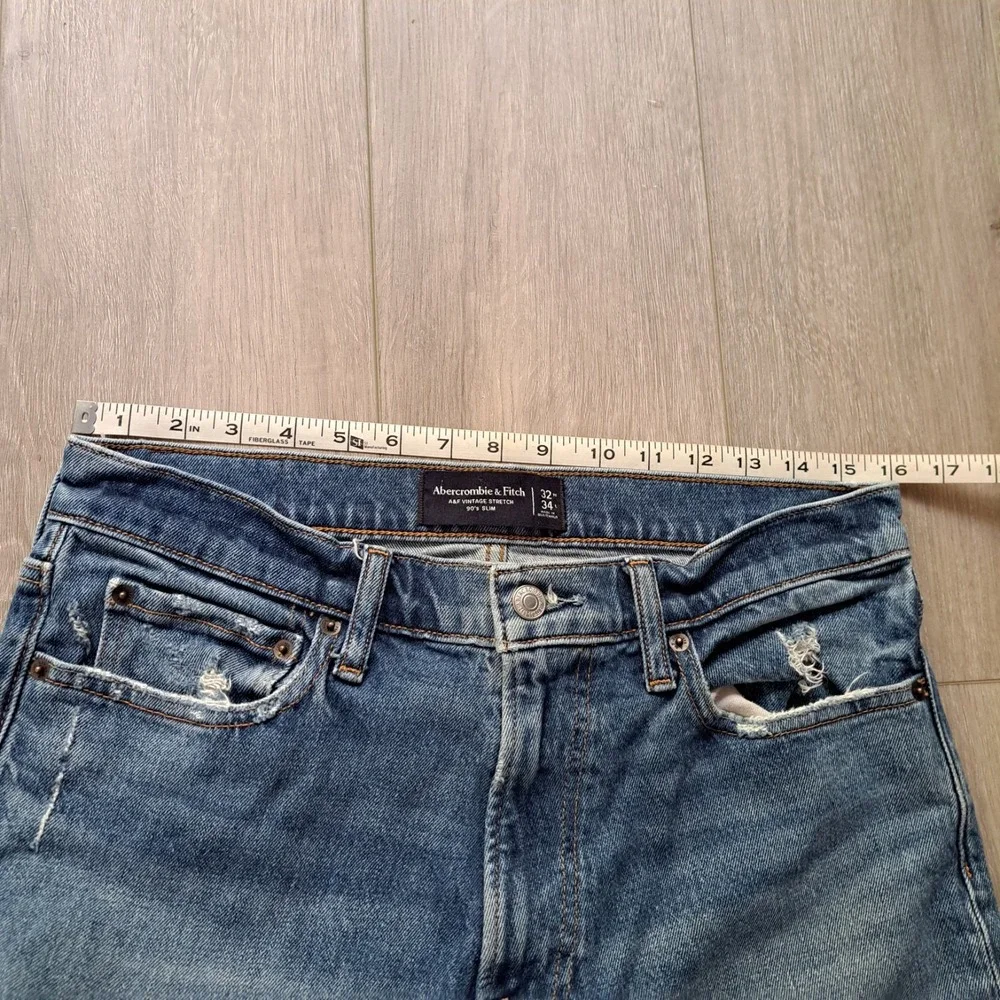 Abercrombie & Fitch Jeans Mens 32x34 Blue Vintage Stretch 90's Slim Light Wash